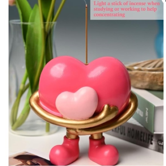 Charming Pink Heart Incense Holder - Picture 4 of 7